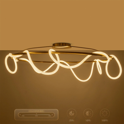 kelvo® GLOW 61675 Μοντέρνο Φωτιστικό Οροφής LED 89W 8900lm 360° AC 220-240V IP20 Ρυθμιζόμενο Λευκό CCT με Χειριστήριο από 2700K έως 6000K Dimmable - Lumileds SMD Chip - Χρυσό Πλατίνα & Λευκό Νήμα - Μ150 x Π150 x Υ30cm - 3 Χρόνια Εγγύηση