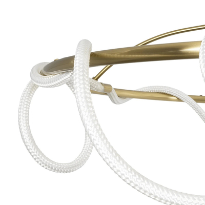 kelvo® GLOW 61675 Μοντέρνο Φωτιστικό Οροφής LED 89W 8900lm 360° AC 220-240V IP20 Ρυθμιζόμενο Λευκό CCT με Χειριστήριο από 2700K έως 6000K Dimmable - Lumileds SMD Chip - Χρυσό Πλατίνα & Λευκό Νήμα - Μ150 x Π150 x Υ30cm - 3 Χρόνια Εγγύηση