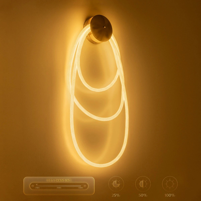 kelvo® GLOW 61677 Μοντέρνο Φωτιστικό Τοίχου - Απλίκα LED 60W 6000lm 360° AC 220-240V IP20 Ρυθμιζόμενο Λευκό CCT με Χειριστήριο από 2700K έως 6000K Dimmable - Lumileds SMD Chip - Χρυσό Πλατίνα & Λευκό Νήμα - Μ40 x Π15 x Υ110cm - 3 Χρόνια Εγγύηση