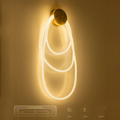 kelvo® GLOW 61677 Μοντέρνο Φωτιστικό Τοίχου - Απλίκα LED 60W 6000lm 360° AC 220-240V IP20 Ρυθμιζόμενο Λευκό CCT με Χειριστήριο από 2700K έως 6000K Dimmable - Lumileds SMD Chip - Χρυσό Πλατίνα & Λευκό Νήμα - Μ40 x Π15 x Υ110cm - 3 Χρόνια Εγγύηση