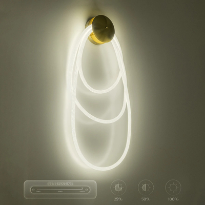 kelvo® GLOW 61677 Μοντέρνο Φωτιστικό Τοίχου - Απλίκα LED 60W 6000lm 360° AC 220-240V IP20 Ρυθμιζόμενο Λευκό CCT με Χειριστήριο από 2700K έως 6000K Dimmable - Lumileds SMD Chip - Χρυσό Πλατίνα & Λευκό Νήμα - Μ40 x Π15 x Υ110cm - 3 Χρόνια Εγγύηση