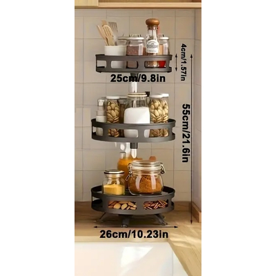Ραφιέρα οργάνωσης κουζίνας περιστρεφόμενη τριώροφη - 11903 - 114012