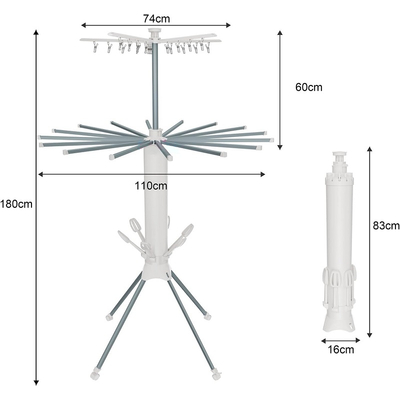 Πτυσσόμενη κρεμάστρα δαπέδου & απλώστρα ρούχων τροχήλατη - 12004-3 - 114289