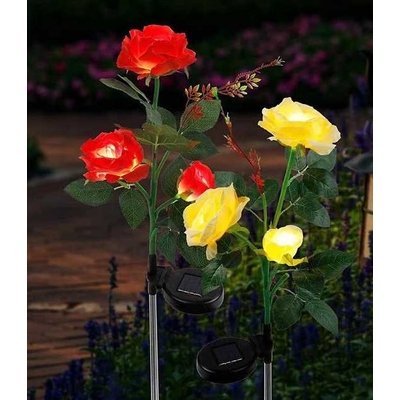 Φωτιζόμενα διακοσμητικά λουλούδια LED με ηλιακό πάνελ - 2pcs - 150333 - Pink