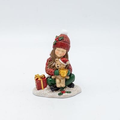 ΔΙΑΚΟΣΜΗΤΙΚΟ ΠΟΛΥΡΕΖΙΝ, ΚΟΡΙΤΣΑΚΙ ΜΕ ΑΡΚΟΥΔΑΚΙ, ΚΟΚΚΙΝΟ 7.5x9cm