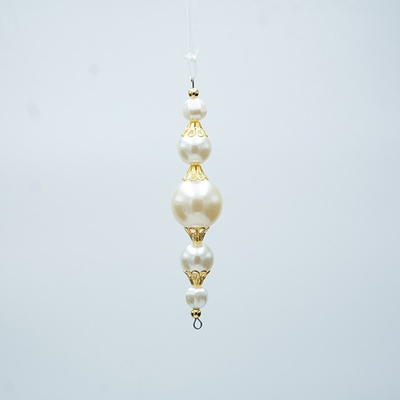 ΣΤΑΛΑΚΤΙΤΗΣ ΜΕ ΠΕΡΛΕΣ, ΛΕΥΚΟ ΜΕ ΧΡΥΣΟ, 3x13cm