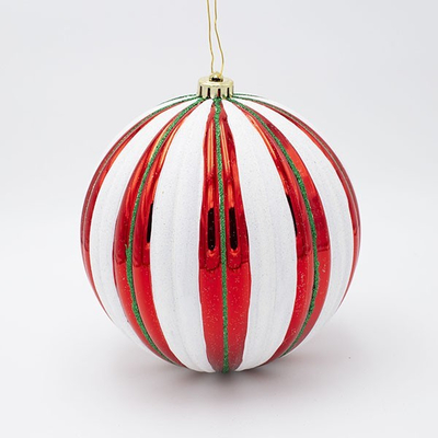 ΠΛΑΣΤΙΚΗ ΜΠΑΛΑ, ΚΟΚΚΙΝΗ ΜΕ ΛΕΥΚΕΣ ΚΑΙ ΠΡΑΣΙΝΕΣ ΡΙΓΕΣ, ΣΕΤ 2ΤΜΧ, 20cm