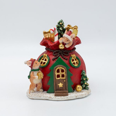 ΔΙΑΚΟΣΜΗΤΙΚΟ ΠΟΛΥΡΕΖΙΝ, ΣΠΙΤΑΚΙ ΜΕ ΠΟΝΤΙΚΑΚΙΑ, ΦΩΤΙΖΟΜΕΝΟ, 12x13cm