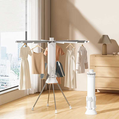 Πτυσσόμενη κρεμάστρα δαπέδου & απλώστρα ρούχων τροχήλατη - 12002-1 - 114265