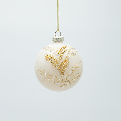 ΓΥΑΛΙΝΗ ΜΠΑΛΑ, ΜΠΕΖ ΜΕ 3D ΧΡΥΣΑ ΦΥΛΛΑ, ΣΕΤ 4ΤΜΧ, 8cm