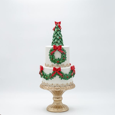 ΤΟΥΡΤΑ ΠΟΛΥΡΕΖΙΝ, ΜΕ ΧΡΙΣΤΟΥΓΕΝΝΙΑΤΙΚΟ ΔΕΝΤΡΟ, 16.5x16.5x41.5cm