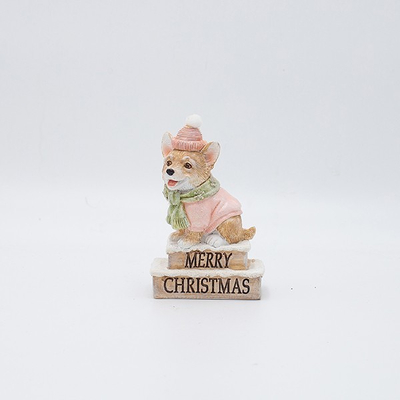 ΔΙΑΚΟΣΜΗΤΙΚΟ ΠΟΛΥΡΕΖΙΝ, ΣΚΥΛΑΚΙ ΜΕ ΡΟΖ ΣΚΟΥΦΟ, 7.5x11.5cm