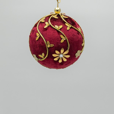 ΒΕΛΟΥΔΙΝΗ ΜΠΑΛΑ, ΜΠΟΡΝΤΟ, ΜΕ ΧΡΥΣΕΣ ΠΕΤΑΛΟΥΔΕΣ, 10cm