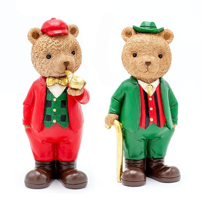 ΔΙΑΚΟΣΜΗΤΙΚΟ ΠΟΛΥΡΕΖΙΝ, ΑΡΚΟΥΔΑΚΙ VINTAGE, ΠΡΑΣΙΝΟ ΚΟΚΚΙΝΟ, 2 ΣΧΕΔΙΑ, 10x21cm