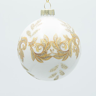 ΓΥΑΛΙΝΗ ΜΠΑΛΑ, ΛΕΥΚΗ ΠΕΡΛΕ ΜΕ ΣΑΜΠΑΝΙ ΛΕΠΤΟΜΕΡΕΙΕΣ, ΣΕΤ 4ΤΜΧ, 10cm