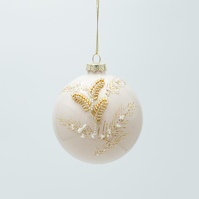 ΓΥΑΛΙΝΗ ΜΠΑΛΑ, ΜΠΕΖ ΜΕ 3d ΧΡΥΣΑ ΦΥΛΛΑ, ΣΕΤ 4 ΤΜΧ, 10cm