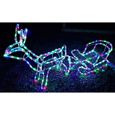 Χριστουγεννιάτικο φωτιζόμενο ελάφι με έλκηθρο LED - 272383 - RGB