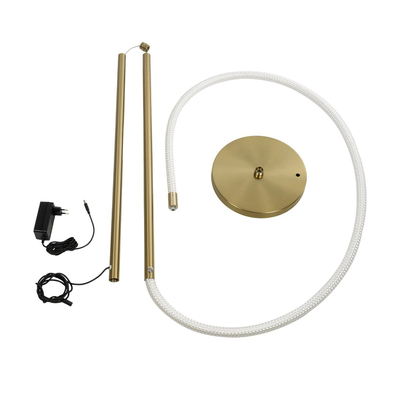 kelvo® GLOW 61686 Μοντέρνο Επιδαπέδιο Φωτιστικό LED 30W 3000lm 360° AC 220-240V IP20 Ρυθμιζόμενο Λευκό CCT με Αφή 2700K/4500K/6000K Dimmable - Lumileds SMD Chip - Χρυσό Πλατίνα & Λευκό Νήμα - Μ45 x Π45 x Υ160cm - 3 Χρόνια Εγγύηση