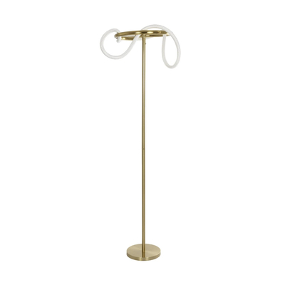 kelvo® GLOW 61687 Μοντέρνο Επιδαπέδιο Φωτιστικό LED 30W 3000lm 360° AC 220-240V IP20 Ρυθμιζόμενο Λευκό CCT με Αφή 2700K/4500K/6000K Dimmable - Lumileds SMD Chip - Χρυσό Πλατίνα & Λευκό Νήμα - Μ45 x Π45 x Υ160cm - 3 Χρόνια Εγγύηση