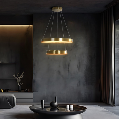 kelvo® VENOM 61187 Μοντέρνο Κρεμαστό Φωτιστικό Οροφής LED 75W 8818lm 120° AC 220-240V IP20 Ρυθμιζόμενο Λευκό CCT με Χειριστήριο από 2700K έως 6000K Dimmable - Lumileds SMD Chip - Χρυσό Βούρτσας - Μ60 x Π60 x Υ40cm - 3 Χρόνια Εγγύηση