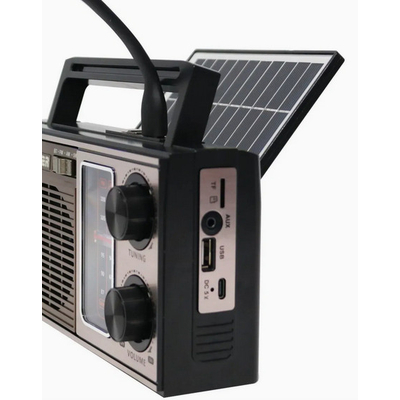 Επαναφορτιζόμενο ραδιόφωνο με ηλιακό πάνελ - M-538BTS - 370090 - Silver