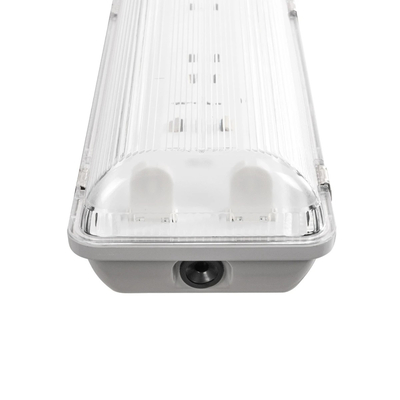 GLOBOSTAR® VIGAS 999-0250 Γραμμικό Βιομηχανικό Φωτιστικό Σκαφάκι Tri-Proof με Μεταλλικά Clips για 2 x Λάμπες T8 G13 90cm Τύπου Φθορίου LED Τροφοδοσίας Ενός Άκρου 120° AC 220-240V Αδιάβροχο IP65 - Γκρι με Διάφανο Κάλυμμα Πλαστικό PC - Μ100 x Π15 x Υ10cm