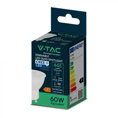 V-TAC - Φωτιστικό LED Chip CREE GU10 6W 110° 4000K Ρυθμιζόμενο