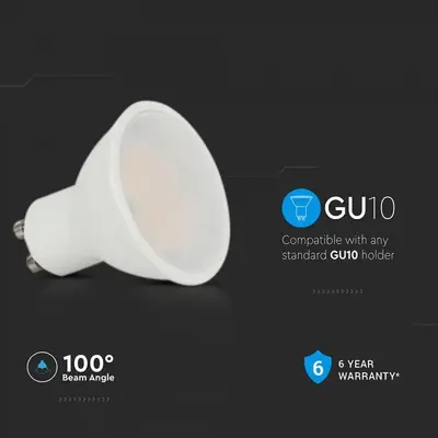 V-TAC - Φωτιστικό LED Chip CREE GU10 4,5W 100° Κάλυψη Ματ 4000K