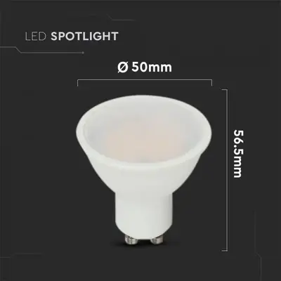 V-TAC - Φωτιστικό LED Chip CREE GU10 4,5W 100° Κάλυψη Ματ 4000K