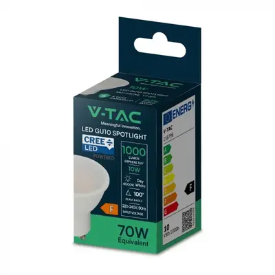 V-TAC - Φωτιστικό LED Chip CREE GU10 10W 100° Κάλυψη Ματ 4000K