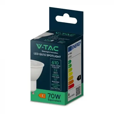 V-TAC - Φωτιστικό LED GU10 7.5W 110° Διάφανο Κάλυμμα 6500K