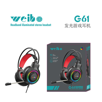 Ενσύρματα ακουστικά Gaming - LED RGB - G61 - Weibo - 658502