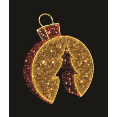 ΕΠΑΓΓΕΛΜΑΤΙΚΟ ΣΧΕΔΙΟ ΧΡΙΣΤΟΥΓΕΝΝΙΑΤΙΚΗ ΜΠΑΛΑ 3D, ΚΟΚΚΙΝH & ΧΡΥΣH, ΘΕΡΜΗ ΛΕΥΚΗ ΦΩΤΟΣΩΛΗΝΑ LED, ΘΕΡΜΟ ΛΕΥΚΟ LED, 4*3,3*0,3m, IP65