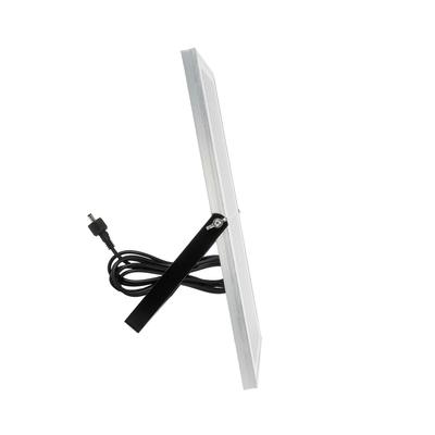 GLOBOSTAR® LUMOVOX 73067 Προβολέας LED 100W 5000lm 120° DC 5V με Φωτοβολταϊκό Panel 5V 8W & Επαναφορτιζόμενη Μπαταρία Li-ion 3.2V 5000mAh Αδιάβροχο IP65 Ψυχρό Λευκό 6000K - 120 x SMD2835 Sanan Chip - Γκρι Ανθρακί - Μ24.5 x Π0 x Υ15.8cm - 2 Χρόνια Εγγύηση