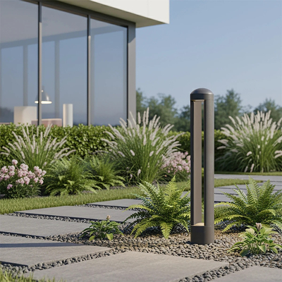 kelvo® GREMO KLV-101-0122 Μοντέρνο Φωτιστικό Κολωνάκι Κήπου LED 7W 735lm 45° AC 220-240V Αδιάβροχο IP65 Θερμό Λευκό 2700K - Bridgelux COB Chip & TÜV SÜD Driver - Γκρι Ανθρακί Ματ - Μ10.8 x Π10.8 x Υ50cm - 5 Χρόνια Εγγύηση