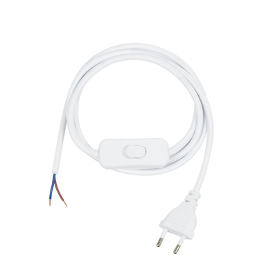 GLOBOSTAR® WHIP 77671 Μοντέρνο DIY Φωτιστικό με Υφασμάτινο Καλώδιο, με Διακόπτη On/Off AC 220-240V IP20 - Λευκό - Μ140 x Π3.5 x Υ1.5cm