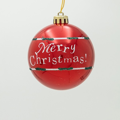 ΠΛΑΣΤΙΚΗ ΜΠΑΛΑ, ΚΟΚΚΙΝΟ ΠΑΓΩΜΕΝΟ ΜΕ ΕΠΙΓΡΑΦΗ MERRY CHRISTMAS, ΣΕΤ 6ΤΜΧ, 8cm