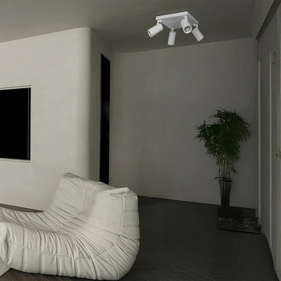 kelvo® SPOTA KLV-101-0147 Μοντέρνο Κινούμενο Φωτιστικό Σποτ Οροφής με Ντουί 4 x GU10 90° AC 220-240V IP20 - Λευκό Ματ - Μ26 x Π26 x Υ14cm