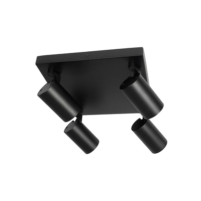 kelvo® SPOTA KLV-101-0146 Μοντέρνο Κινούμενο Φωτιστικό Σποτ Οροφής με Ντουί 4 x GU10 90° AC 220-240V IP20 - Μαύρο Ματ - Μ26 x Π26 x Υ14cm