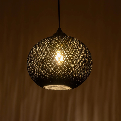 GLOBOSTAR® SOLEI 205-0006 Boho Κρεμαστό Φωτιστικό Οροφής με Ντουί 1 x E27 AC 220-240V IP20 - Μαύρο - M20 x Π20 x Υ25cm