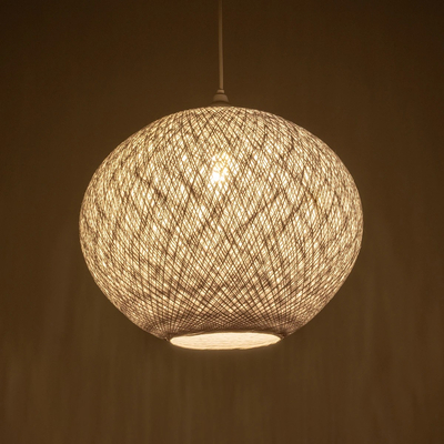 GLOBOSTAR® SOLEI 205-0007 Boho Κρεμαστό Φωτιστικό Οροφής με Ντουί 1 x E27 AC 220-240V IP20 - Λευκό - M40 x Π40 x Υ45cm