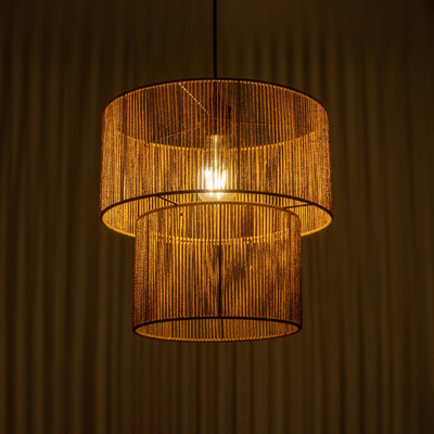 GLOBOSTAR® ROXXI 205-0019 Boho Κρεμαστό Φωτιστικό Οροφής με Ντουί 1 x E27 AC 220-240V IP20 - Μπεζ - M35 x Π35 x Υ37cm