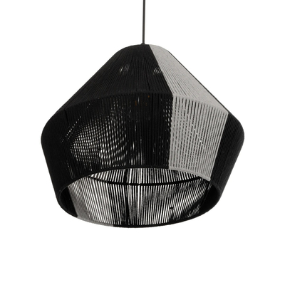 GLOBOSTAR® ANGULUS 205-0021 Boho Κρεμαστό Φωτιστικό Οροφής με Ντουί 1 x E27 AC 220-240V IP20 - Μαύρο & Γκρι - M40 x Π40 x Υ35cm