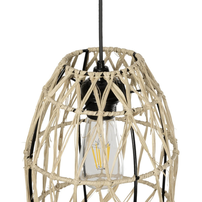 GLOBOSTAR® NETI 205-0024 Boho Κρεμαστό Φωτιστικό Οροφής με Ντουί 1 x E27 AC 220-240V IP20 - Μπεζ - M20 x Π20 x Υ49cm