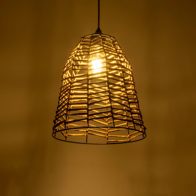 GLOBOSTAR® NETZ 205-0026 Boho Κρεμαστό Φωτιστικό Οροφής με Ντουί 1 x E27 AC 220-240V IP20 - Μπεζ - M30 x Π30 x Υ38cm