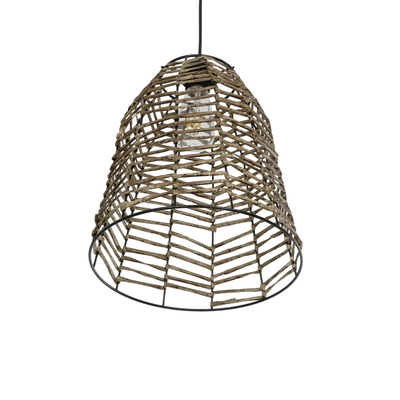 GLOBOSTAR® NETZ 205-0026 Boho Κρεμαστό Φωτιστικό Οροφής με Ντουί 1 x E27 AC 220-240V IP20 - Μπεζ - M30 x Π30 x Υ38cm