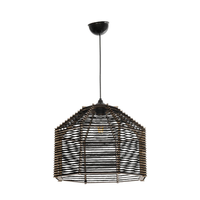 GLOBOSTAR® VORK 205-0027 Boho Κρεμαστό Φωτιστικό Οροφής με Ντουί 1 x E27 AC 220-240V IP20 - Μαύρο - M40 x Π40 x Υ36cm