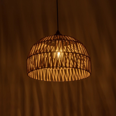 GLOBOSTAR® ARANCIA 205-0047 Boho Κρεμαστό Φωτιστικό Οροφής με Ντουί 1 x E27 AC 220-240V IP20 - Μπεζ - M35 x Π35 x Υ26cm