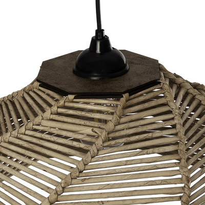 GLOBOSTAR® OLET 205-0049 Boho Κρεμαστό Φωτιστικό Οροφής με Ντουί 1 x E27 AC 220-240V IP20 - Μπεζ - M38 x Π38 x Υ23cm