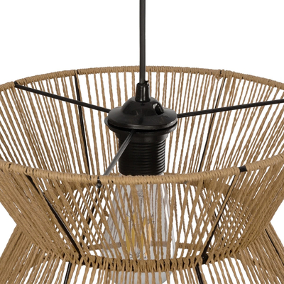 GLOBOSTAR® UPCONE 205-0055 Boho Κρεμαστό Φωτιστικό Οροφής με Ντουί 1 x E27 AC 220-240V IP20 - Μπεζ - M30 x Π30 x 21cm